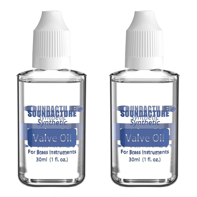 SOUNDACTURE 2PCS 1oz Brass Valve Oil for Trumpet, Trombone, Tuba & Baritone – Premium Synthetic Valve Lubricant, 2-Pack for Smooth Action, Long-Lasting Performance & Easy Application - Image 1